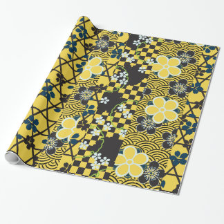 Cute Vintage Retro Fine Floral Kimono Pattern Wrapping Paper
