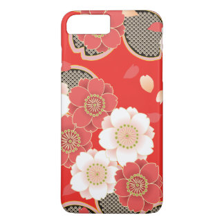 Cute Vintage Retro Floral Red White Vector iPhone 8 Plus/7 Plus Case