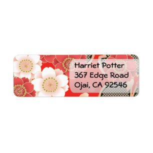 Cute Vintage Retro Floral Red White Vector Label