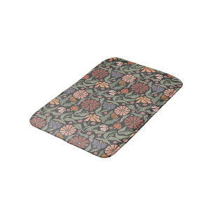 Cute Vintage Retro Flowers Bath Mat