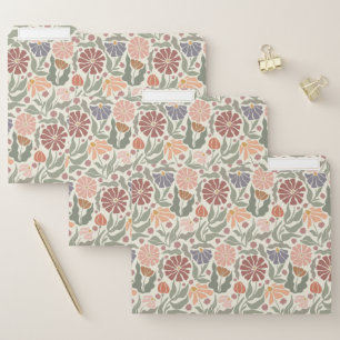 Cute Vintage Retro Flowers File Folders