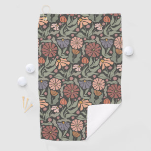 Cute Vintage Retro Flowers Golf Towel