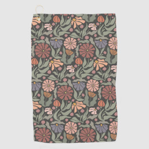 Cute Vintage Retro Flowers Golf Towel