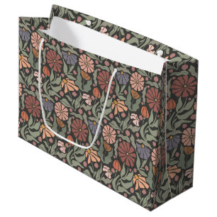 Cute Vintage Retro Flowers Large Gift Bag