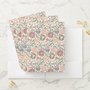 Cute Vintage Retro Flowers Pocket Folder