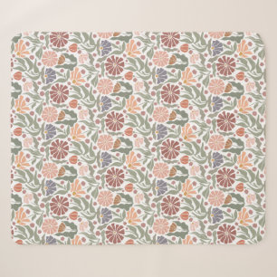 Cute Vintage Retro Flowers Sherpa Blanket