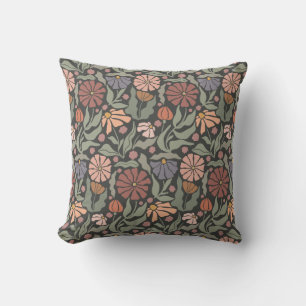 Cute Vintage Retro Flowers Throw Pillow