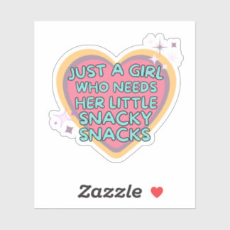 Cute Vintage Retro Girls Love Foodie Snacks Heart  Sticker