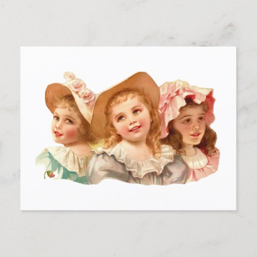Cute Vintage Retro Girls Postcard