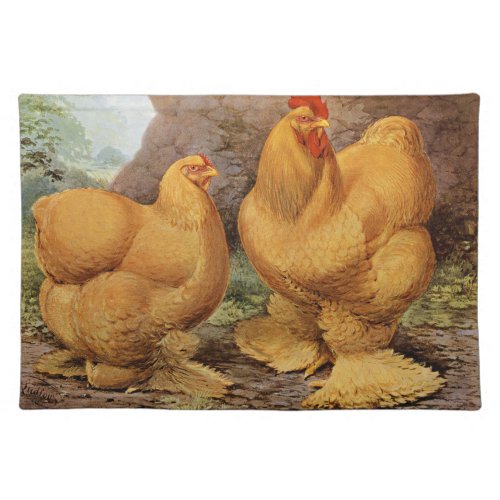 Cute vintage rooster chicken kitchen decor cloth placemat