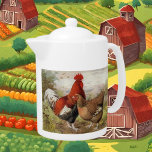 Cute vintage rooster hen Country Farmhouse Teapot<br><div class="desc">design by www.etsy.com/Shop/TheOldDesignShop</div>