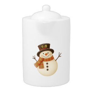 Cute, vintage rustic snowman teapot
