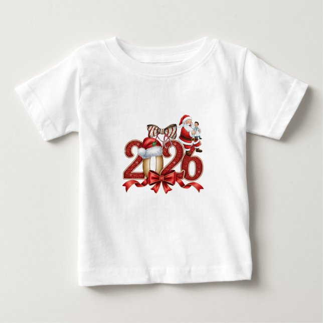 Cute Vintage Santa Christmas 2026 Baby T-Shirt (Front)