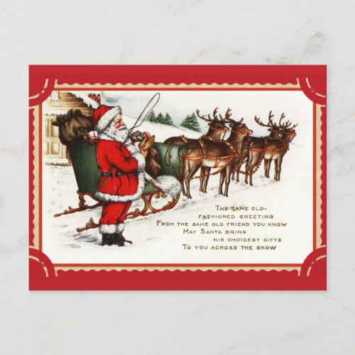 Cute Vintage Santa Christmas Friendship Greetings Postcard