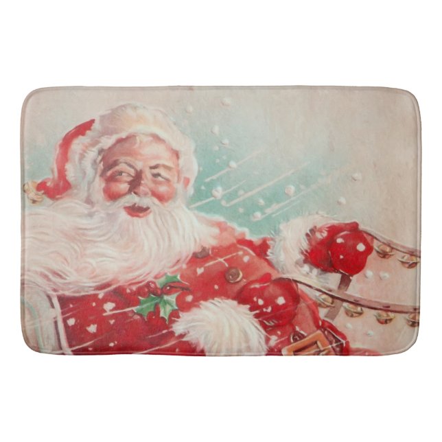 Cute vintage Santa Claus Bath Mat (Front)