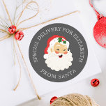 Cute Vintage Santa Claus Christmas Classic Round S Classic Round Sticker<br><div class="desc">Cute vintage Santa Claus Christmas stickers with a grey background! Fun for wrapping your kids Christmas gifts. Comes in a variety of colors. Designed for you by Blackberry Boulevard.</div>