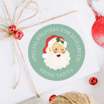 Cute Vintage Santa Claus Christmas Classic Round Sticker<br><div class="desc">Cute vintage Santa Claus Christmas stickers with a green background! Fun for wrapping your kids Christmas gifts. Comes in a variety of colors. Designed for you by Blackberry Boulevard.</div>