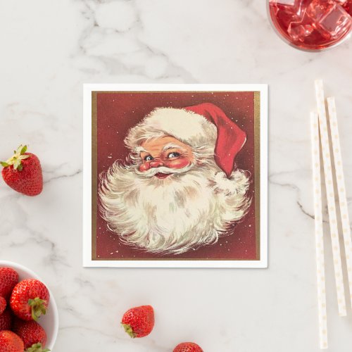 Cute Vintage Santa Claus Christmas Holiday Napkins