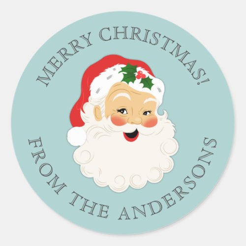 Cute Vintage Santa Claus Merry Christmas Classic Round Sticker