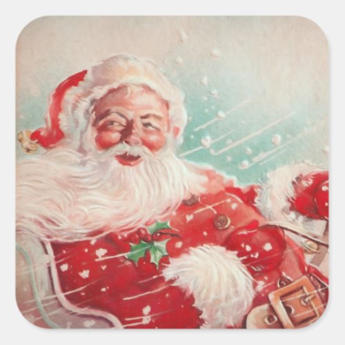 Cute vintage Santa Claus Square Sticker