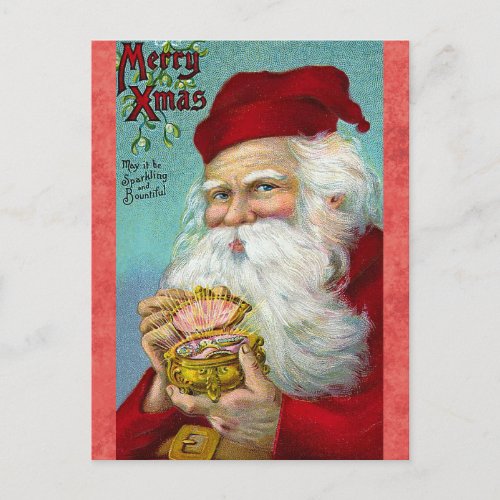 Cute Vintage Santa Retro Christmas Postcard