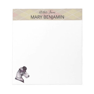 Cute Vintage Schnauzer Dog & Hat Plaid Pattern Notepad