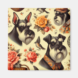 Cute Vintage Schnauzer Magnet