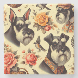 Cute Vintage Schnauzer Stone Coaster