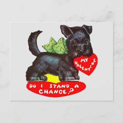 Cute Vintage Scottie Dog Valentine Postcard