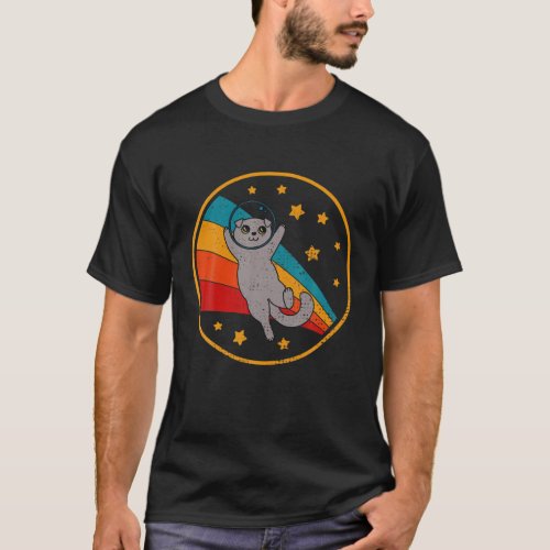 Cute Vintage Scottish Fold Cat Retro Space Cat T_Shirt