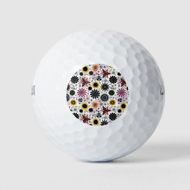 Cute vintage seamless flowers pattern golf balls (Front)