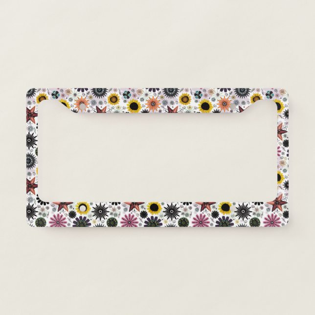 Cute vintage seamless flowers pattern license plate frame (Front)