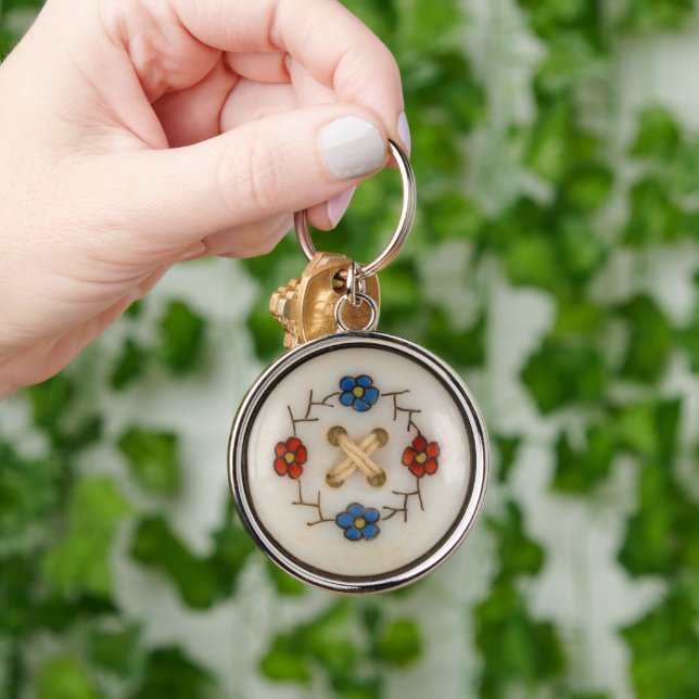 Cute Vintage Sewing Button Keychain (Hand)