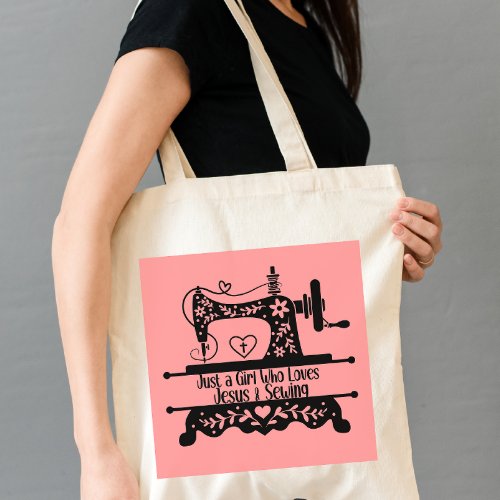 Cute Vintage Sewing Machine Large Tote Bag