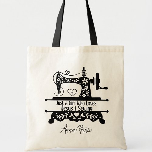 Cute Vintage Sewing Machine Tote Bag