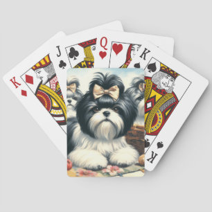 Cute Vintage Shih-Tzu Painting Poker Cards
