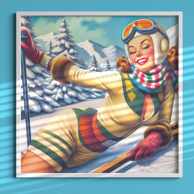 Cute Vintage Ski Pin-Up Poster (Creator Uploaded)