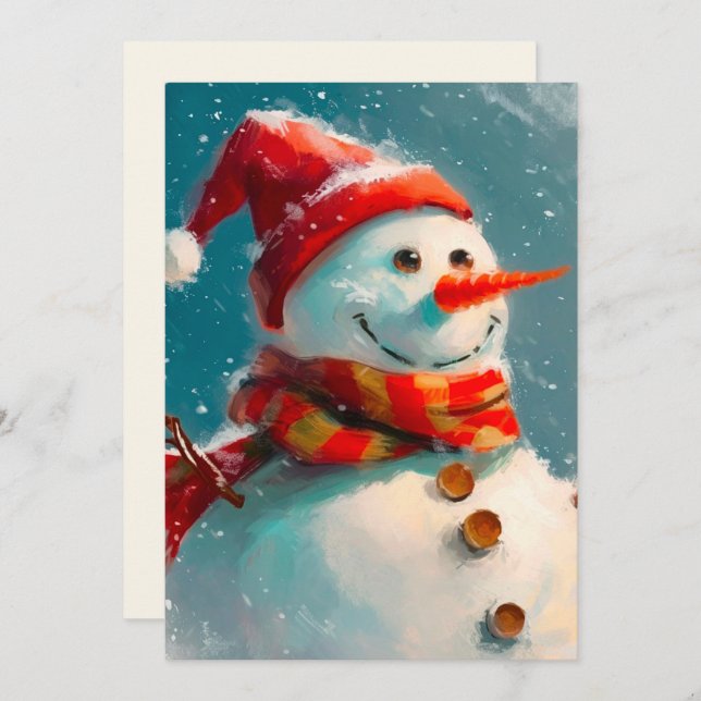 Cute Vintage Snowman Christmas Card (Front/Back)