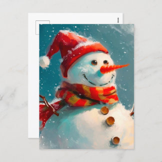 Cute Vintage Snowman Christmas Postcard