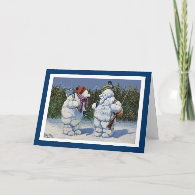 Cute Vintage Snowman Holiday Chiristmas Card (Front)