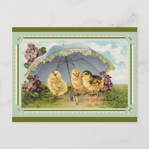 Cute Vintage Spring Chicks Easter Greetings Postcard