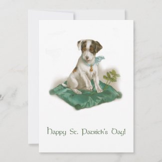 Cute Vintage St. Patrick's Day Beagle Pup Holiday Card