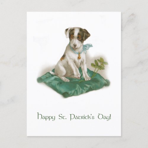 Cute Vintage St Patricks Day Beagle Pup Postcard