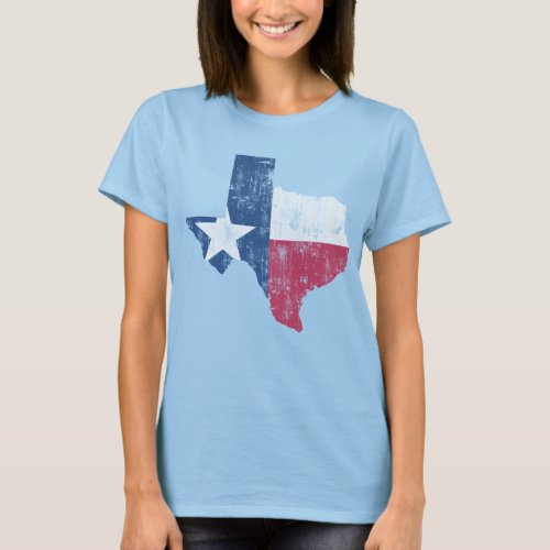 Cute Vintage State Outline of Texas Flag T_Shirt