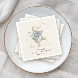 Cute Vintage Storybook Duck Baby Shower Napkins