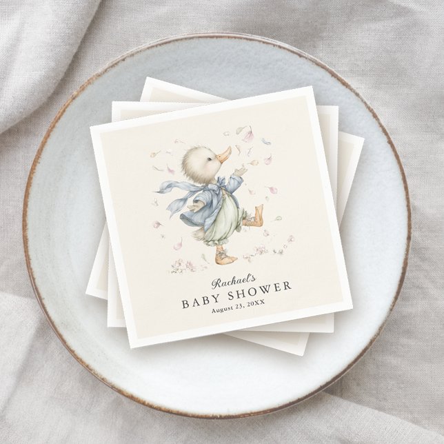 Cute Vintage Storybook Duck Baby Shower  Napkins (Creator Uploaded)