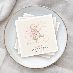 Cute Vintage Storybook Duck Girl Baby Shower  Napkins