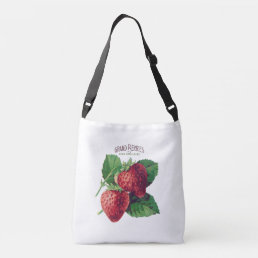 Cute Vintage Strawberry Berry Fruit Add Your Name Crossbody Bag