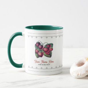 Cute Vintage Strawberry Berry Fruit Add Your Name Mug
