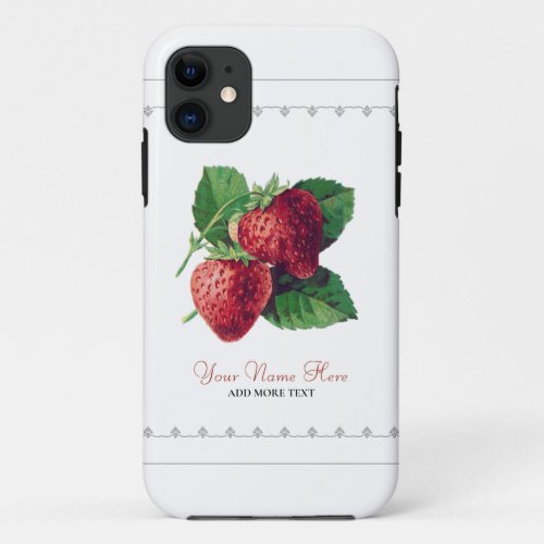 Cute Vintage Strawberry Varieties Add Your Name Ca iPhone 11 Case